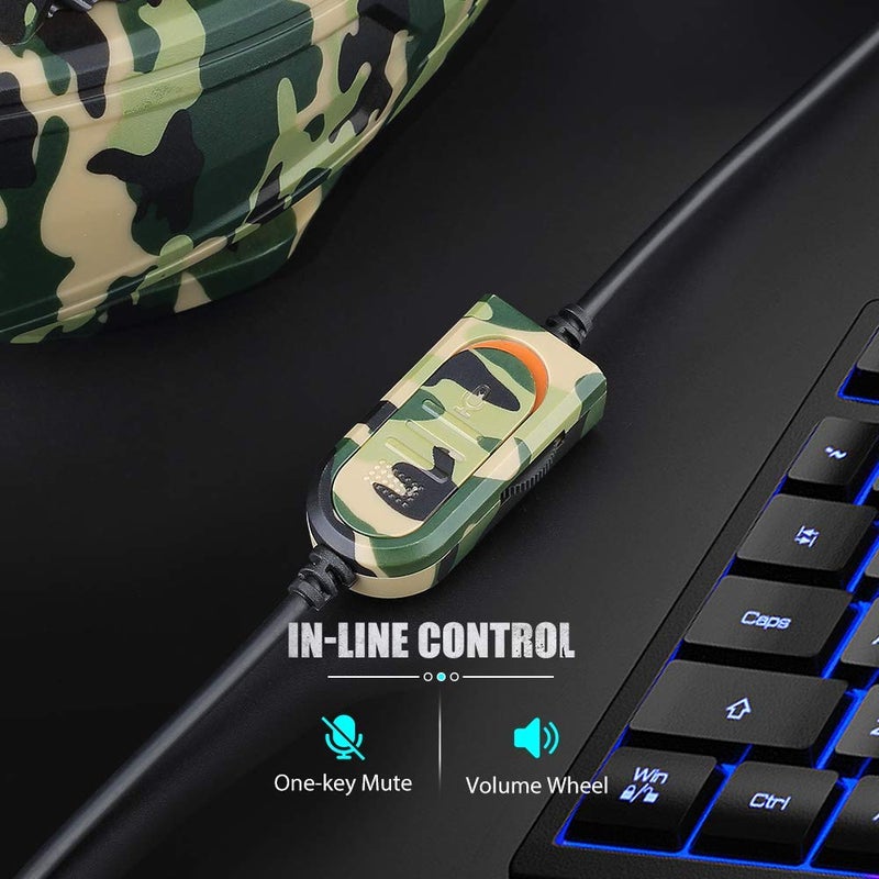 Picozon Gaming Headset with Microphone, 3.5mm Plug Headphone Compatible with PS5 PS4 PlayStation 4/5 Computer Laptop iPad Surface Smartphone - Camouflage Green - Image 4